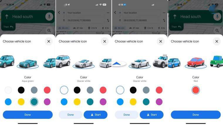 谷歌地图大更新：导航车辆定制选项翻倍，新增5种车型及8种颜色选择
