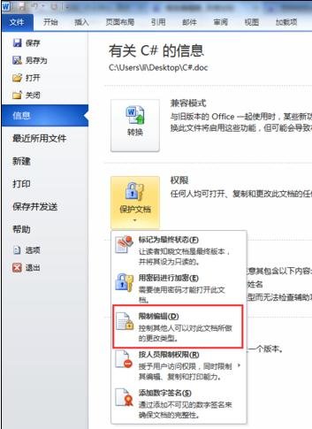 word2010文档怎么锁定